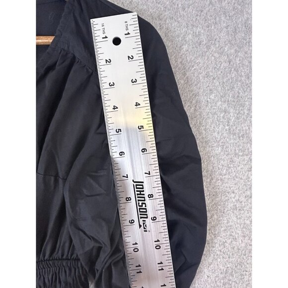 LOFT Maxi Dress Women's XXS Black V-Neck Ruche Pleated A-Line Puff Sleeve - Picture 4 of 11